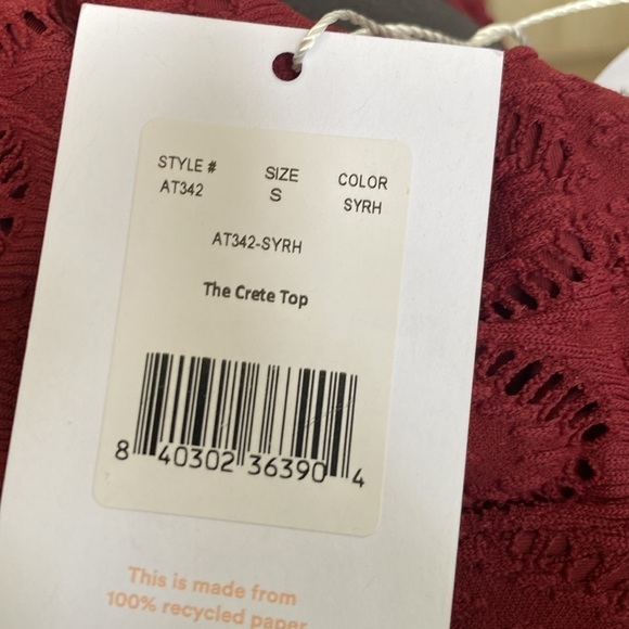 Andie Swim UPF 50+ The Crete Bikini Top Scallop Crochet Color:Syrah Size Small - Picture 6 of 8